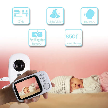 Baby Camera with Portable Monitor – Night Vision, Two-Way Audio, and Temperature Control