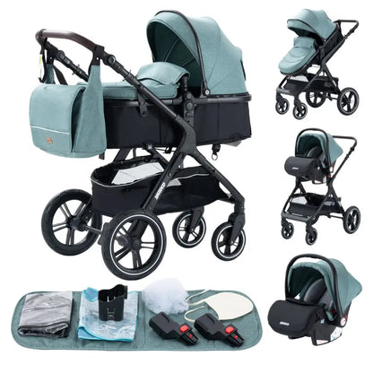 3-in-1 Baby Stroller Cradella™ C3 | complete with accessories | Reclining, compact, and suitable from birth