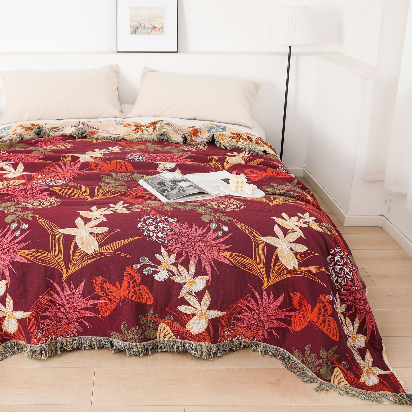 Reversible Cotton Multi-Layer Gauze Blanket – Lightweight Summer Quilt – Bed Blanket – Sofa Throw – All-Season Blanket – Cozy Decorative Blanket – Machine Washable Blanket