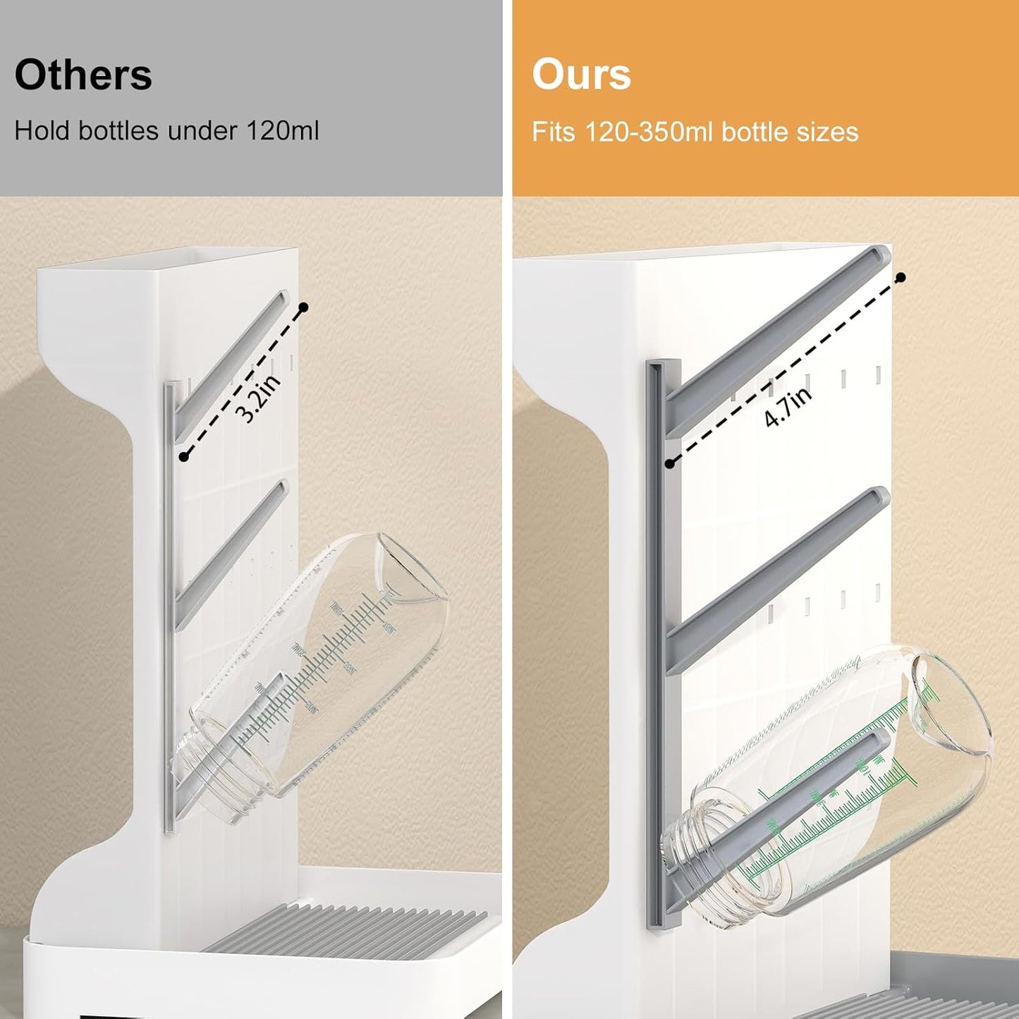 Vertical Baby Bottle Drying Rack with Drip Tray – Compact and Safe Organizer, BPA-Free