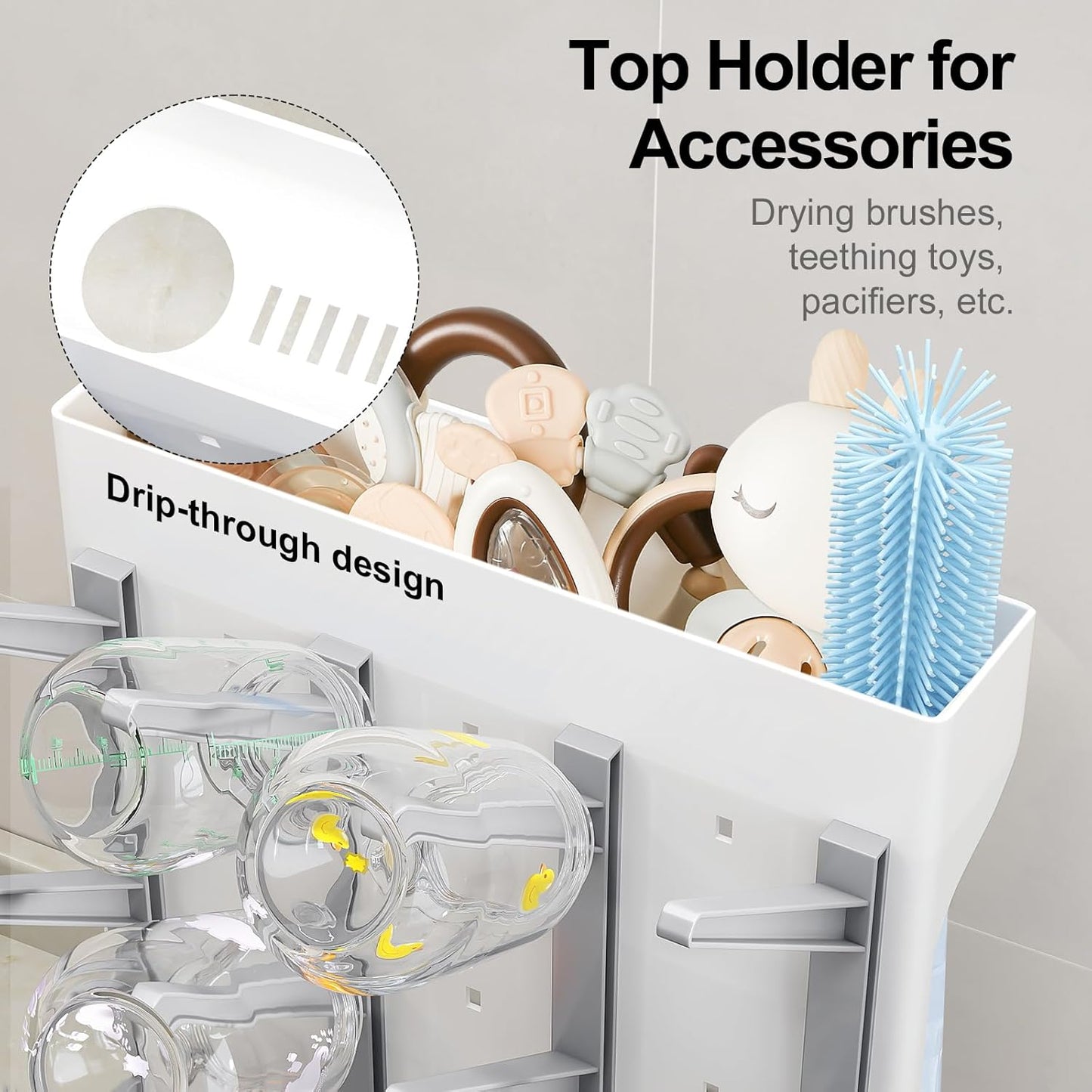 Vertical Baby Bottle Drying Rack with Drip Tray – Compact and Safe Organizer, BPA-Free