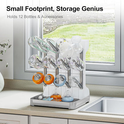 Vertical Baby Bottle Drying Rack with Drip Tray – Compact and Safe Organizer, BPA-Free
