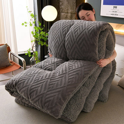 Thick Sherpa Blanket With Quilt Core