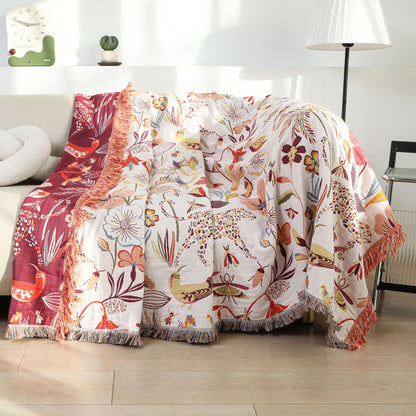 Floral Reversible Cotton Gauze Blanket – Bed Throw – Sofa Throw – Decorative Blanket – All-Season Blanket – Lightweight Blanket – Machine Washable