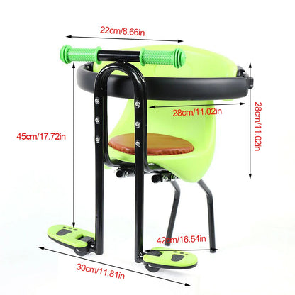 Front-Mounted Child Bike Seat – Cushioned PU Safety Seat for Mountain Bikes, 8 Months–4 Years, with Removable Guardrail & Footrests