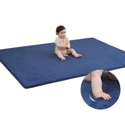 Gray Baby Play Mat with Memory Foam – Thick Non-Slip Crawling Mat with Soft Velvet Surface for Nursery, Playpen & Kids’ Room