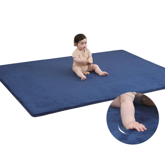 Gray Baby Play Mat with Memory Foam – Thick Non-Slip Crawling Mat with Soft Velvet Surface for Nursery, Playpen & Kids’ Room