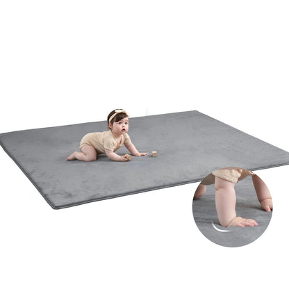 Gray Baby Play Mat with Memory Foam – Thick Non-Slip Crawling Mat with Soft Velvet Surface for Nursery, Playpen & Kids’ Room