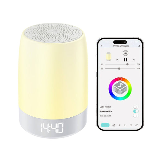 Baby white noise machine with night light, Bluetooth speaker, and timer – 32 relaxing sounds and 1500 mAh battery