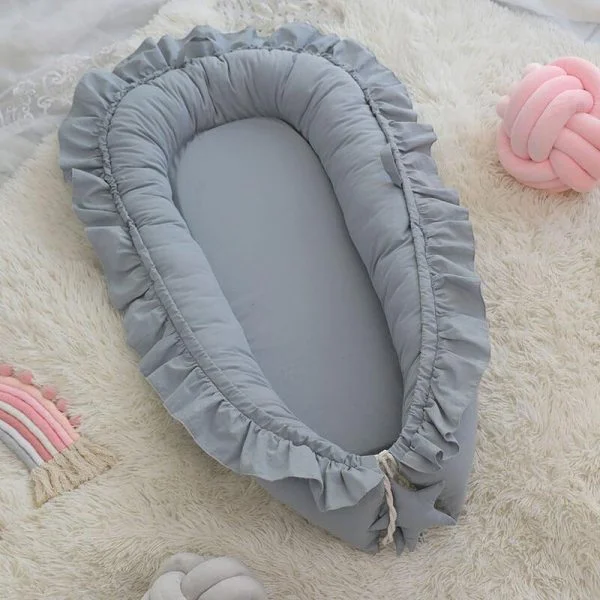 Baby Crib Nest with Floral Design – Soft 100% Cotton Cushion and Removable Washable Cover