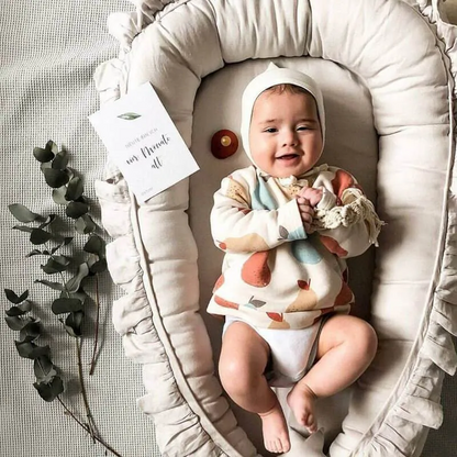 Baby Crib Nest with Floral Design – Soft 100% Cotton Cushion and Removable Washable Cover