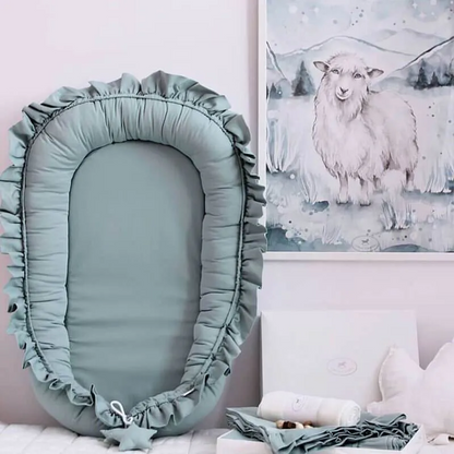 Baby Crib Nest with Floral Design – Soft 100% Cotton Cushion and Removable Washable Cover