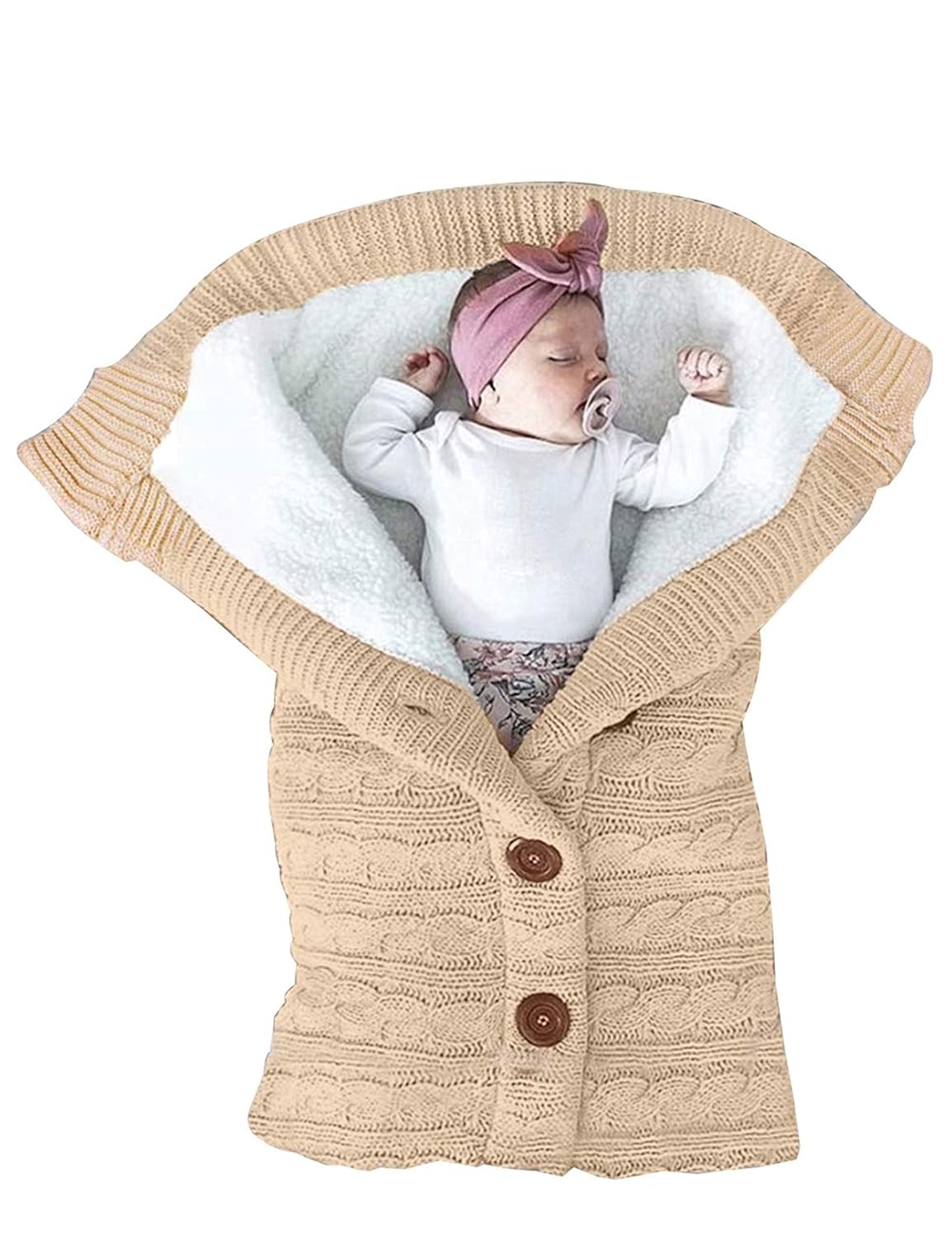 Knitted Baby Sleeping Bag and Blanket with Fleece Lining – Soft, Warm, and Comfortable for Newborns (0–18 Months)