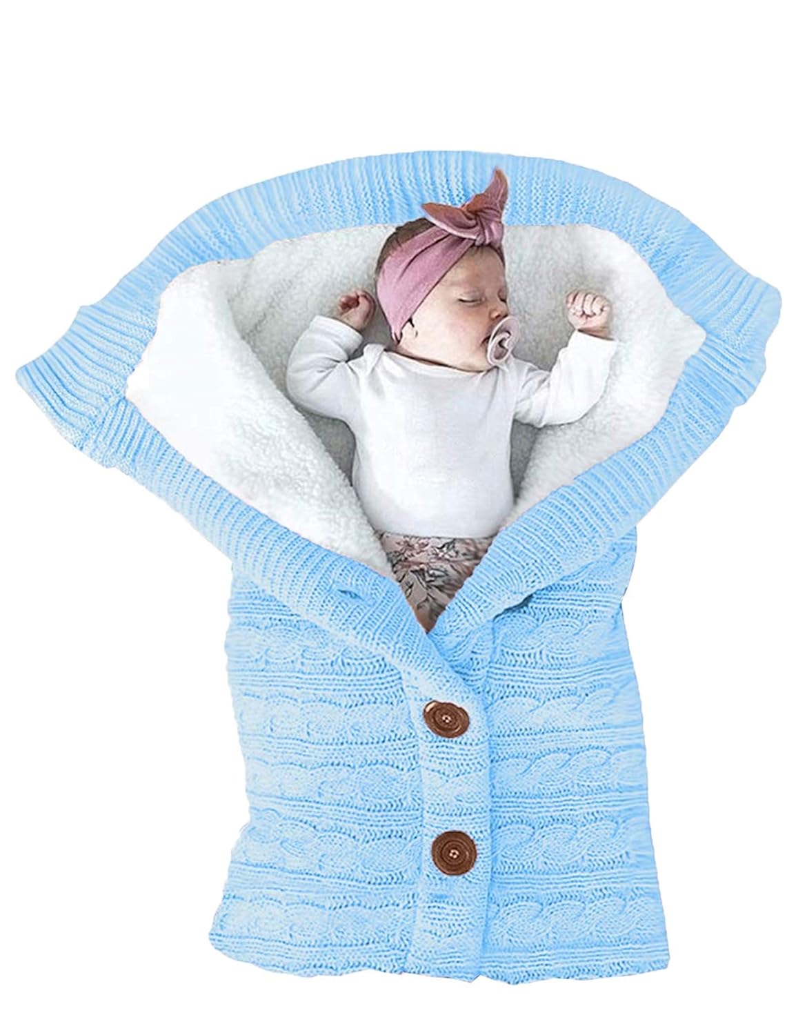 Knitted Baby Sleeping Bag and Blanket with Fleece Lining – Soft, Warm, and Comfortable for Newborns (0–18 Months)