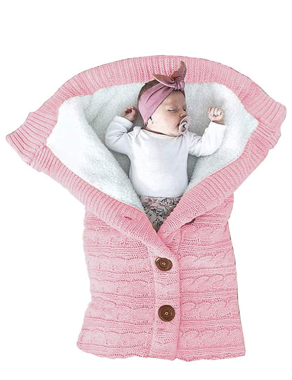 Knitted Baby Sleeping Bag and Blanket with Fleece Lining – Soft, Warm, and Comfortable for Newborns (0–18 Months)