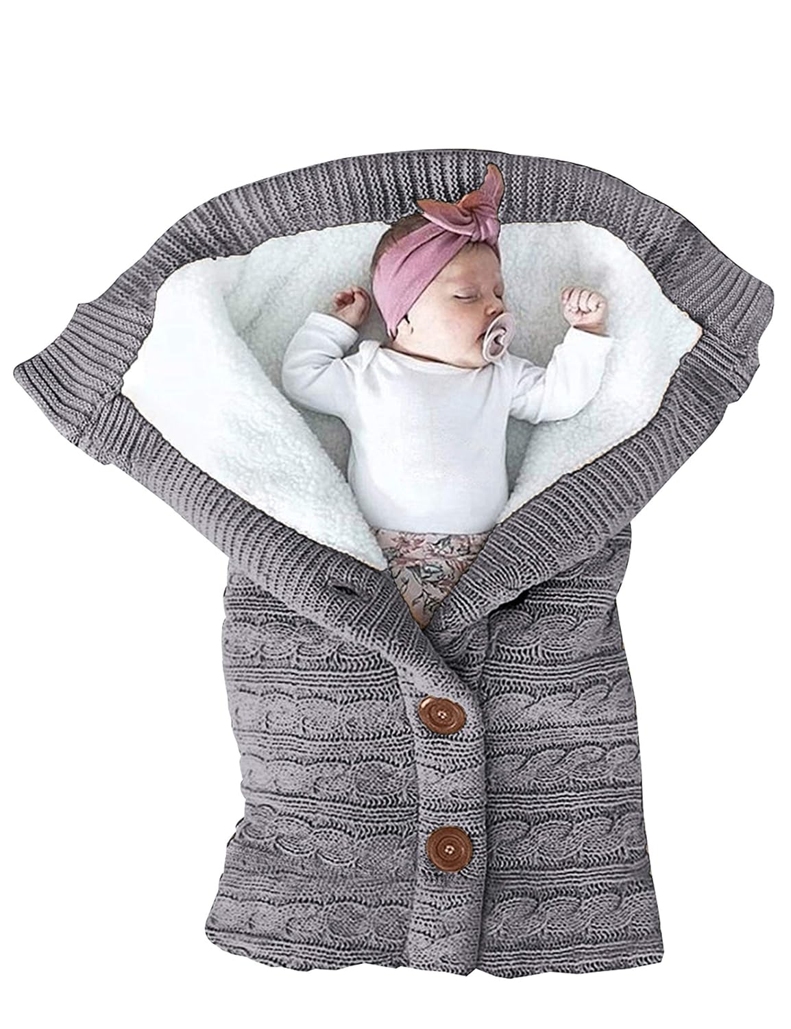 Knitted Baby Sleeping Bag and Blanket with Fleece Lining – Soft, Warm, and Comfortable for Newborns (0–18 Months)