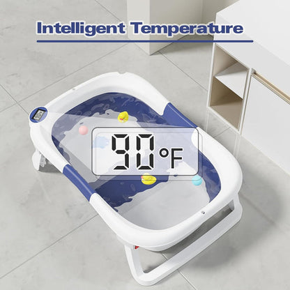 Foldable Baby Bathtub with Soft Cushion and Temperature Sensor – Compact, Safe, and Non-Slip