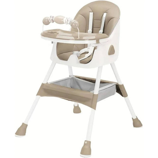 Foldable Baby High Chair with Adjustable Double Tray – Comfortable High Chair with 5-Point Harness and Non-Slip Base