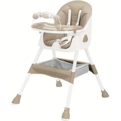 Foldable Baby High Chair with Adjustable Double Tray – Comfortable High Chair with 5-Point Harness and Non-Slip Base