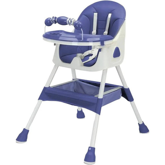 Foldable Baby High Chair with Adjustable Double Tray – Comfortable High Chair with 5-Point Harness and Non-Slip Base