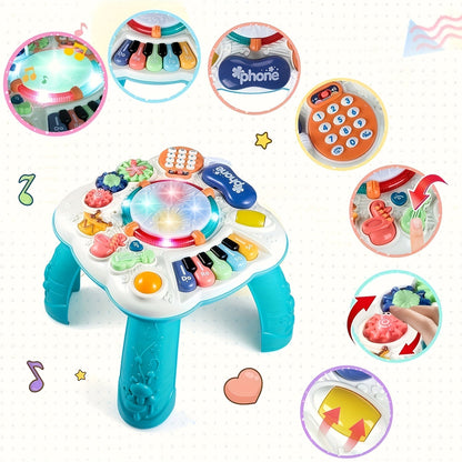 Toddler Musical Play Table – Interactive Educational Activity Center, Lights & Sounds, Cognitive Development Toy for Ages 1–3
