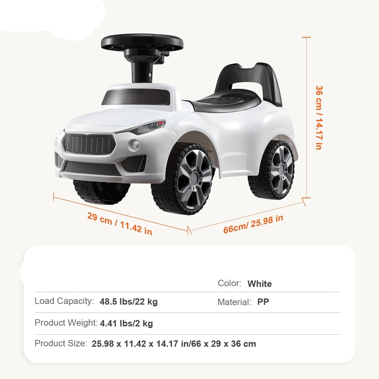 Toddler Ride-On Push Car – Music Steering Wheel, Seat Storage, Anti-Tip Safety, Ages 1-3, White
