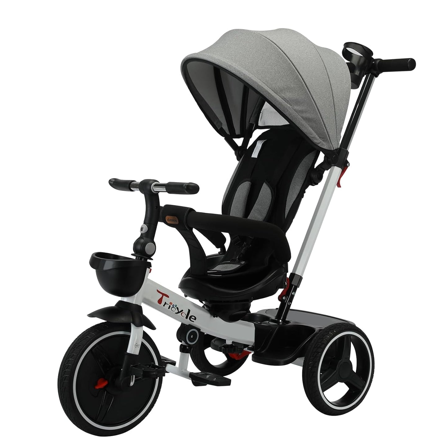 5-in-1 Kids Tricycle – Reclining Seat, Adjustable Canopy, Shock Absorption, and Storage Basket – Ages 1 to 5