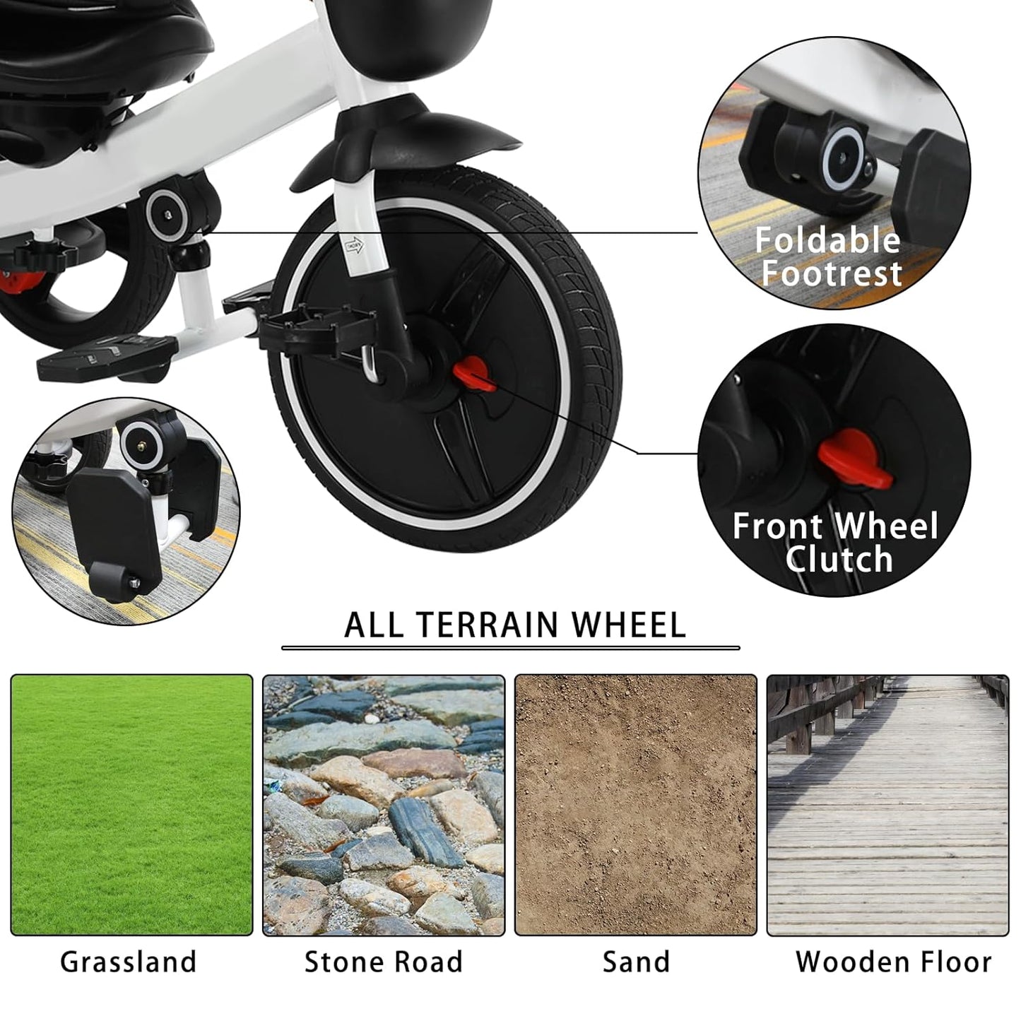 5-in-1 Kids Tricycle – Reclining Seat, Adjustable Canopy, Shock Absorption, and Storage Basket – Ages 1 to 5